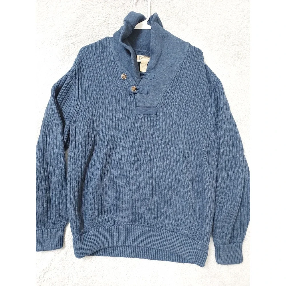 Duluth Trading Pullover Mens Large Shawl High Neck Infantry Ribbed Wool Blend L